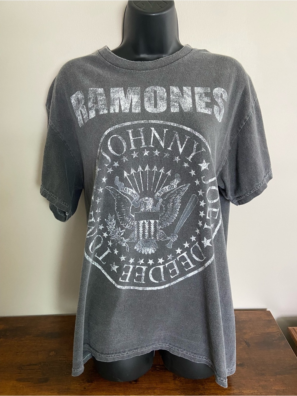 Oversized Ramones Short Sleeve Graphic Tee - Washed Charcoal